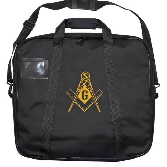 Masonic Apron Carrying Case Master Mason Mm/Wm Size, Gold Square And Compass >: - Picture 1 of 5